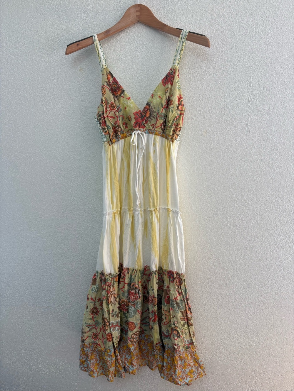 Language Yellow Floral Boho Midi Dress
